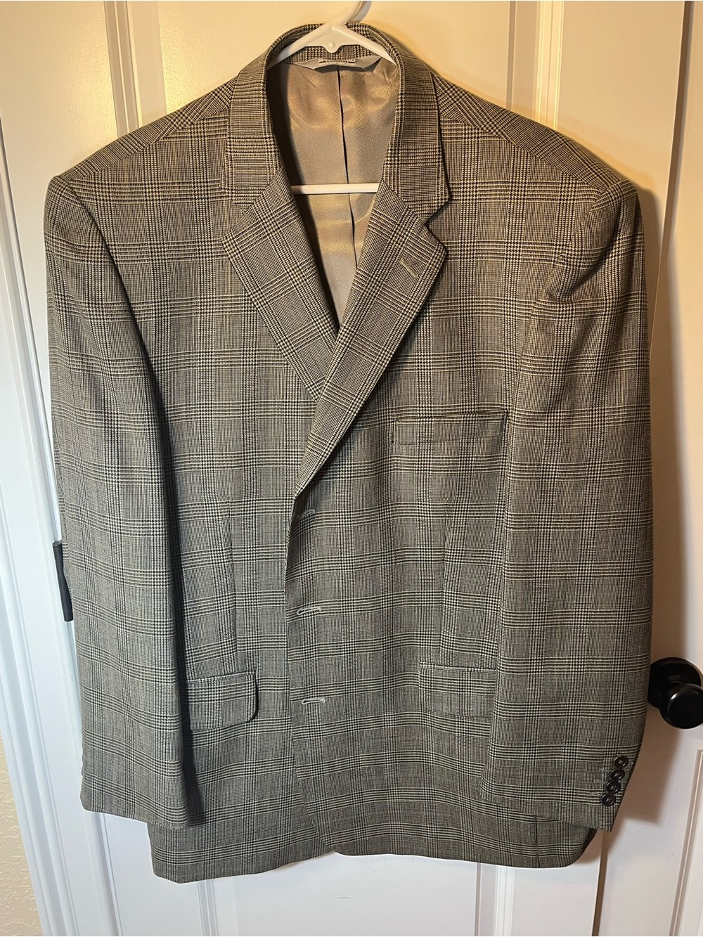 Stafford Executive Men’s 44R 100% Wool Glen Plaid 3-Button Sport Coat Blazer